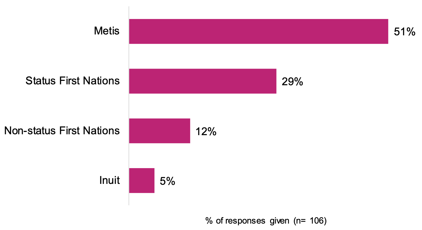 This is a bar chart of the identities of Indigenous survey respondents.
